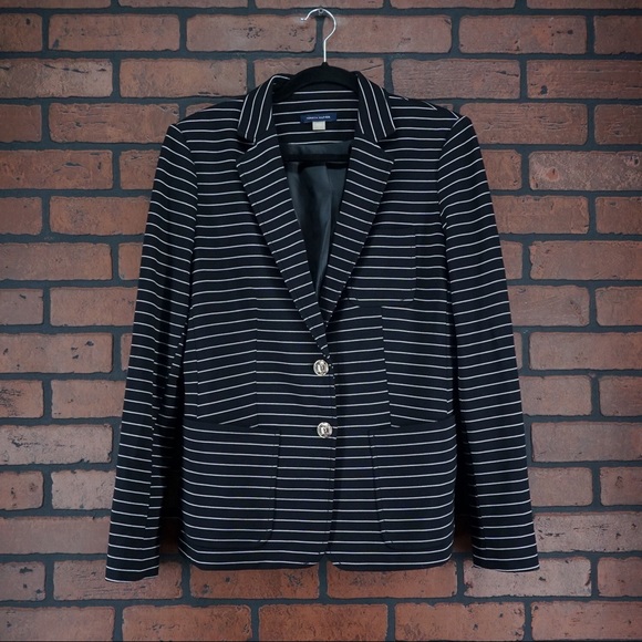 Tommy Hilfiger Jackets & Blazers - TOMMY HILFIGER Black White Striped Blazer Size M